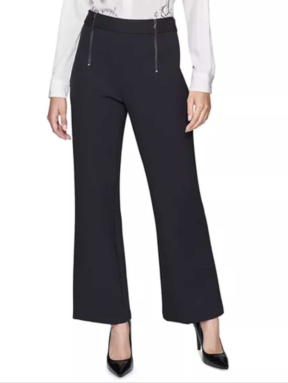 Karl Lagerfeld Paris Faux-Zipper Mid-Rise Straight Leg Ponte Pants Size XL